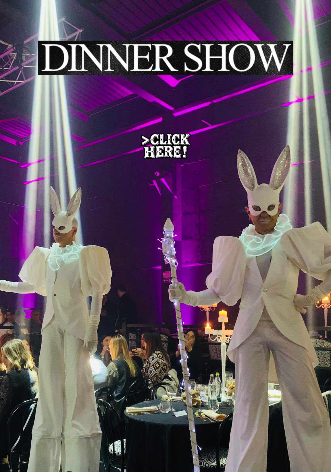 Due uomini ? coniglio vestiti di bianco ti invitano al... DINNER SHOW !